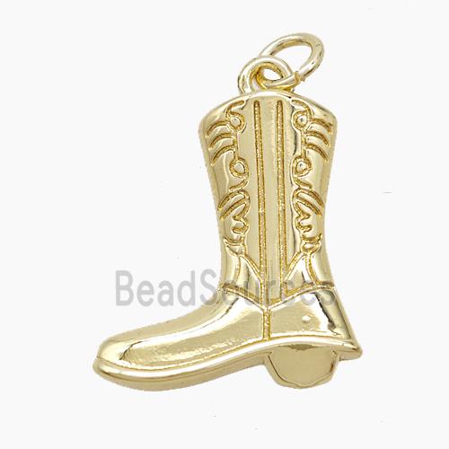 Cowboy Boots Copper Shoes Pendant Gold Plated