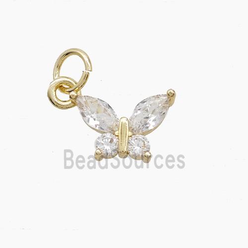 Copper Butterfly Pendant Pave Zirconia Gold Plated