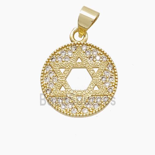 Copper DavidStar Pendant Pave Zirconia Gold Plated