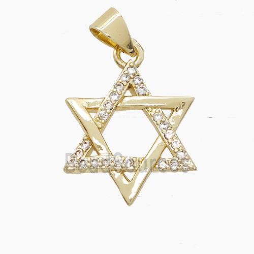 Copper DavidStar Pendant Pave Zirconia Gold Plated