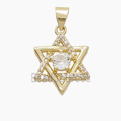 Copper DavidStar Pendant Pave Zirconia Gold Plated