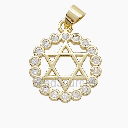 Copper DavidStar Pendant Pave Zirconia Gold Plated