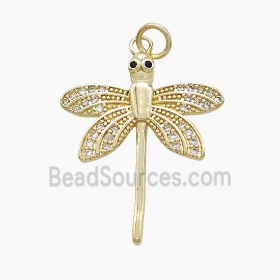 Copper Dragonfly Pendant Pave Zirconia Gold Plated