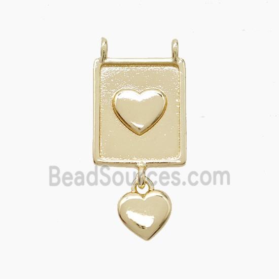 Copper Heart Pendant 2loops Gold Plated