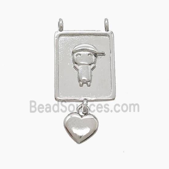 Copper Kidsboy Pendant 2loops Heart Platinum Plated