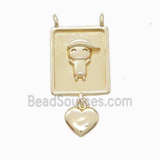 Copper Kidsboy Pendant 2loops Heart Gold Plated