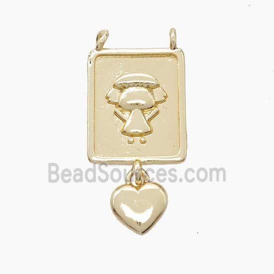 Copper Kids Girls Pendant 2loops Heart Gold Plated