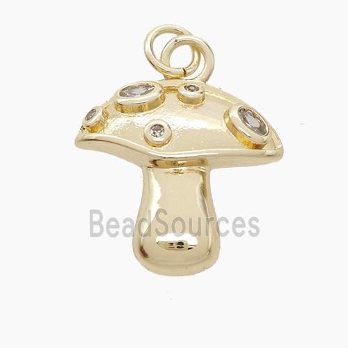 Copper Mushroom Pendant Pave Zirconia Gold Plated