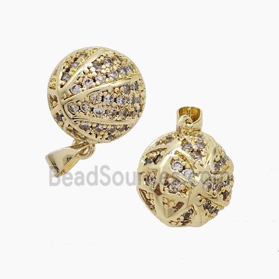 Copper Basketball Pendant Pave Zirconia Sports Gold Plated
