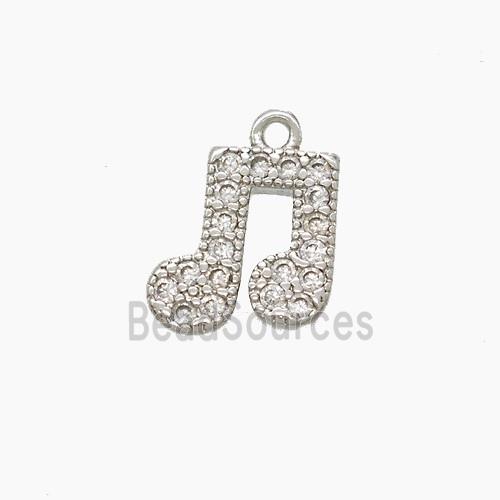 Musical Note Copper Pendant Pave Zirconia Platinum Plated