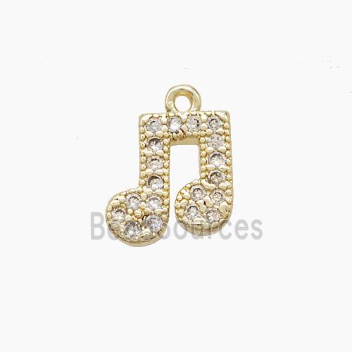 Musical Note Copper Pendant Pave Zirconia Gold Plated