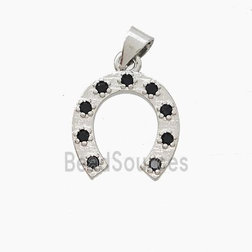 Copper Horseshoe Pendant Pave Zirconia Platinum Plated