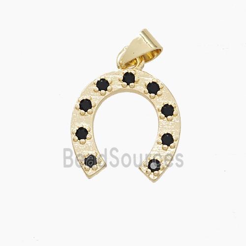 Copper Horseshoe Pendant Pave Zirconia Gold Plated