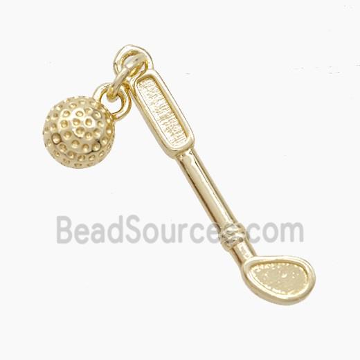 Copper Golf And Ball Pendant Sports Gold Plated