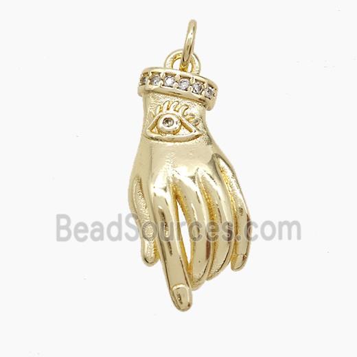 Copper Hand Pendant Pave Zirconia Gold Plated