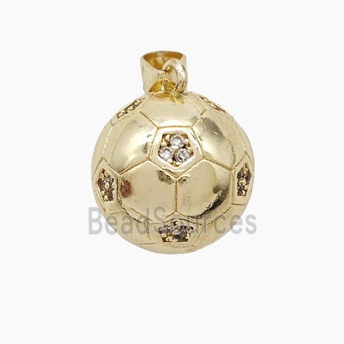 Copper Football Pendant Pave Zirconia Gold Plated