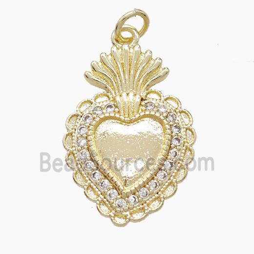 Copper Heart Pendant Pave Zirconia Gold Plated