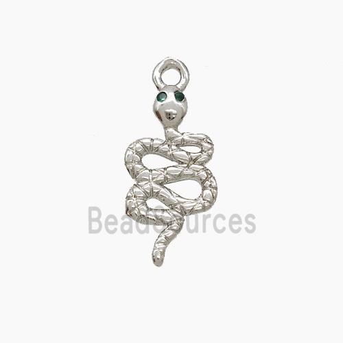 Copper Snake Pendant Pave Zirconia Platinum Plated