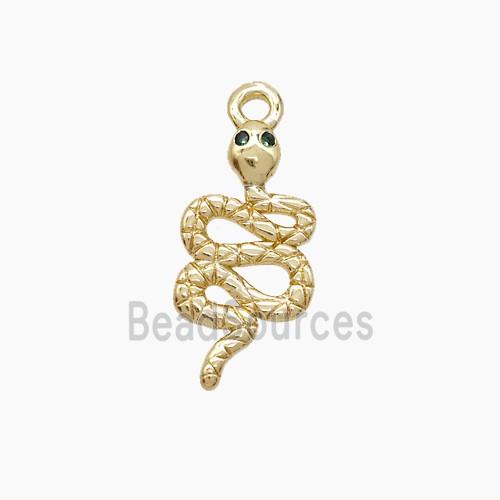 Copper Snake Pendant Pave Zirconia Gold Plated