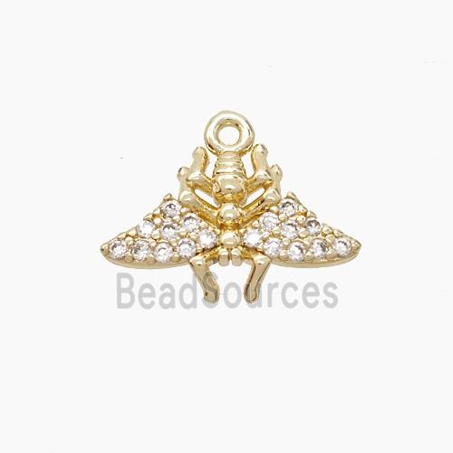 Copper Bee Pendant Pave Zirconia Gold Plated