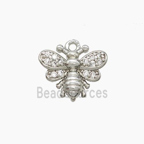 Copper Honeybee Pendant Pave Zirconia Platinum Plated