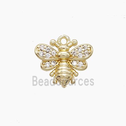 Copper Honeybee Pendant Pave Zirconia Gold Plated