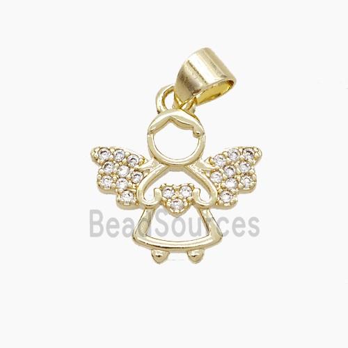Copper Fairy Pendant Pave Zirconia Gold Plated