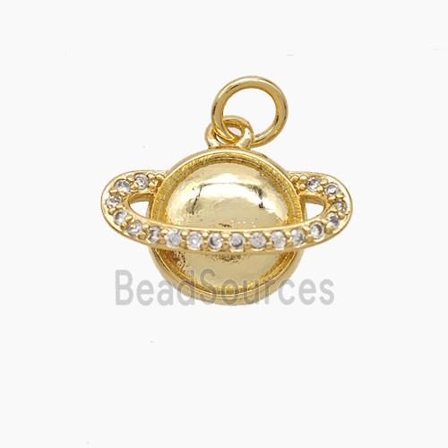 Copper Planet Pendant Pave Zirconia Gold Plated