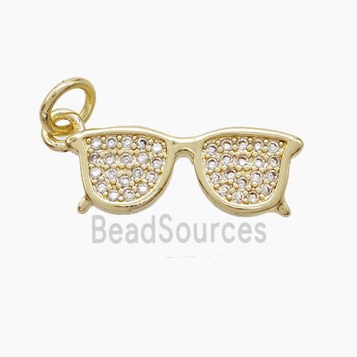 Copper Glasses Pendant Pave Zirconia Gold Plated