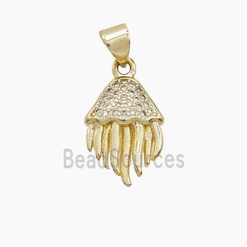 Copper Jellyfish Pendant Pave Zirconia Gold Plated