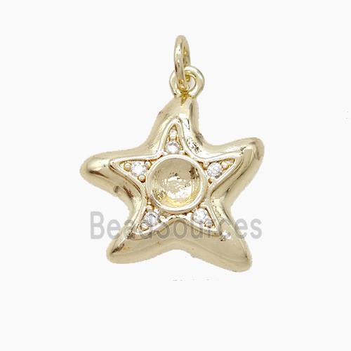 Copper Starfish Pendant Pave Zirconia Gold Plated
