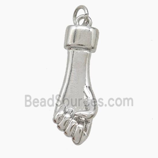 Copper Hand Pendant Platinum Plated