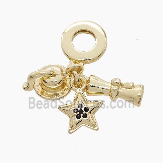 Copper Star Pendant Pave Zirconia Gold Plated