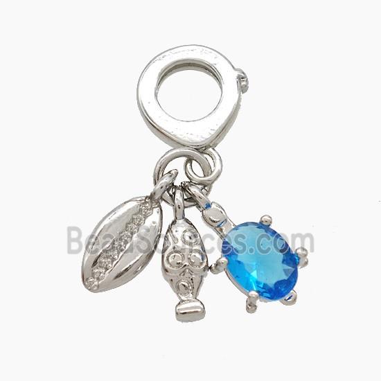 Copper Tortoise And Conch Shell Pendant Pave Crystal Glass Platinum Plated