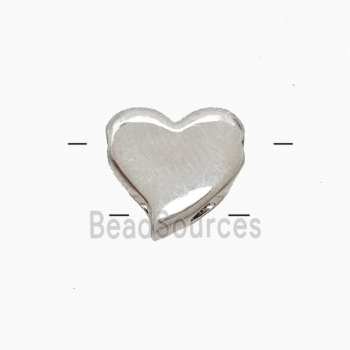 Copper Heart Beads 2holes Platinum Plated