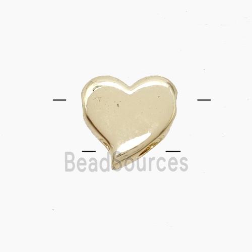 Copper Heart Beads 2holes Gold Plated
