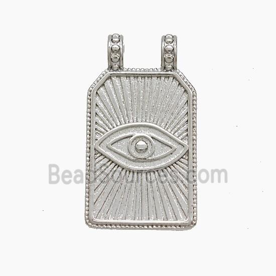 Copper Eye Pendant 2loops Rectangle Platinum Plated