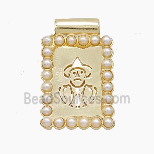 Copper Human Pendant Pave Resin Hollow Rectangle Gold Plated