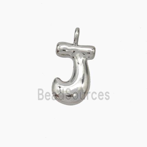 Copper Letter-J Pendant Platinum Plated