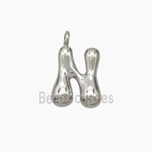 Copper Letter-N Pendant Platinum Plated