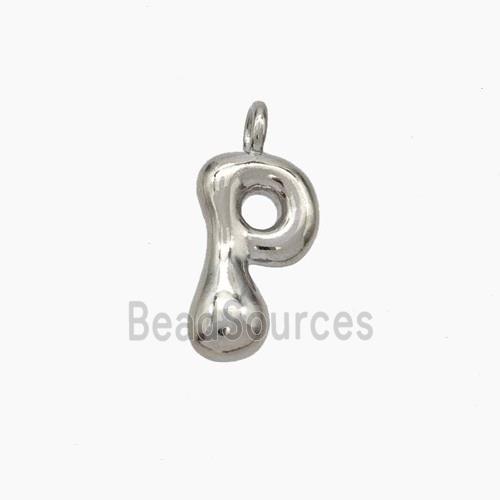 Copper Letter-P Pendant Platinum Plated