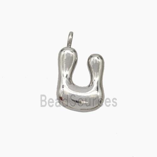 Copper Letter-U Pendant Platinum Plated