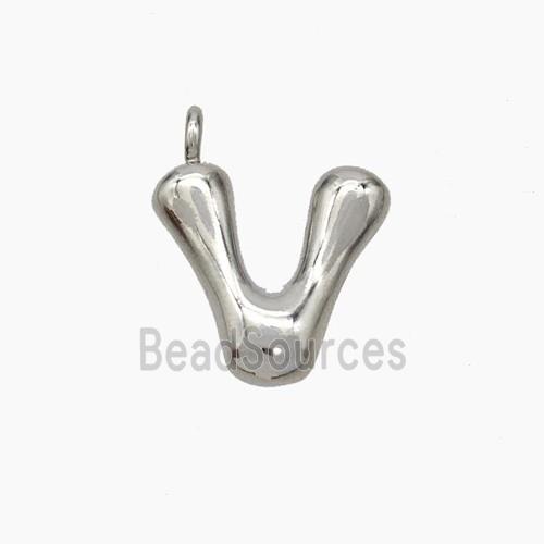 Copper Letter-V Pendant Platinum Plated