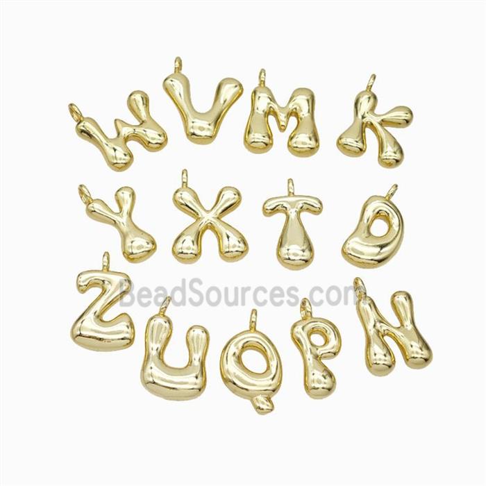 Copper Alphabet Pendant Mixed Letters Gold Plated