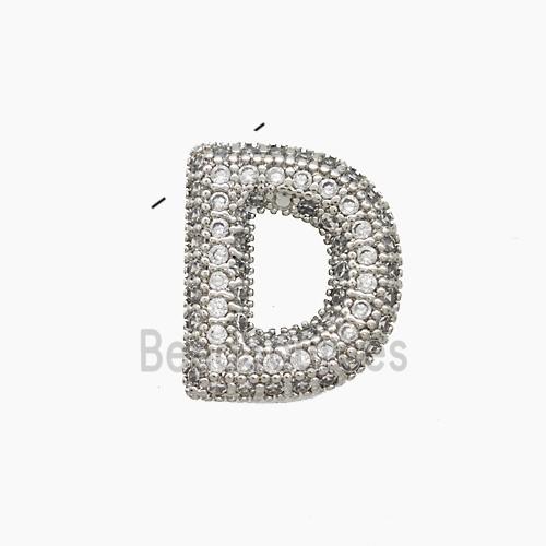 Copper Letter-D Pendant Pave Zirconia Platinum Plated
