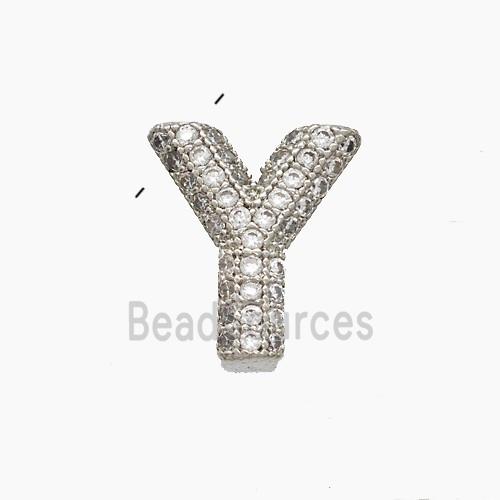 Copper Letter-Y Pendant Pave Zirconia Platinum Plated