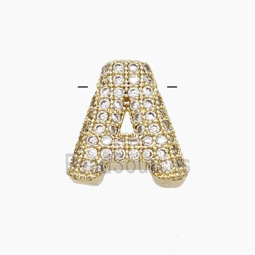 Copper Letter-A Pendant Pave Zirconia Gold Plated