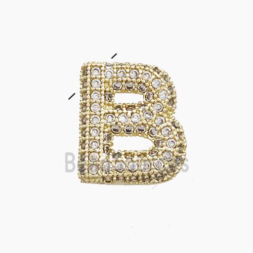 Copper Letter-B Pendant Pave Zirconia Gold Plated