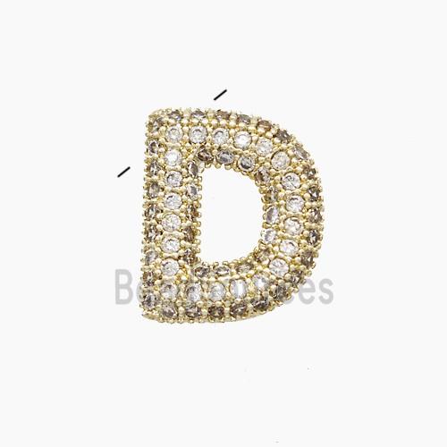 Copper Letter-D Pendant Pave Zirconia Gold Plated