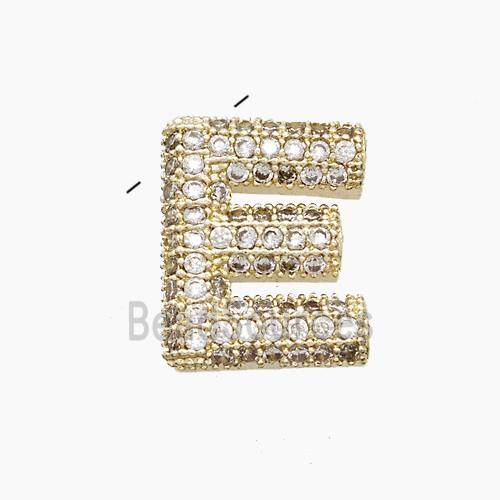 Copper Letter-E Pendant Pave Zirconia Gold Plated